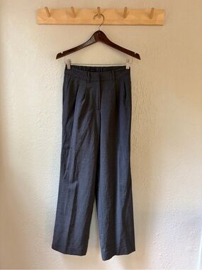 Quince Women's Charcoal Gray Wide-Leg Wool Trousers